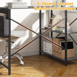 Huhote 100X70X75 Cm Grey L Shaped Computer Desk With Storage Bag Two Shelves For Home Office Gaming Writing - thumbnail 7
