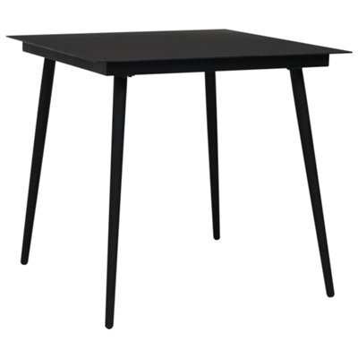 Berkfield Garden Dining Table Black 80X80X74 Cm Steel And Glass - image 1