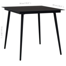 Berkfield Garden Dining Table Black 80X80X74 Cm Steel And Glass - thumbnail 4