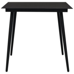 Berkfield Garden Dining Table Black 80X80X74 Cm Steel And Glass - thumbnail 2