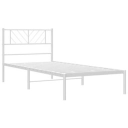 Berkfield Metal Bed Frame With Headboard White 80X200 Cm - thumbnail 4