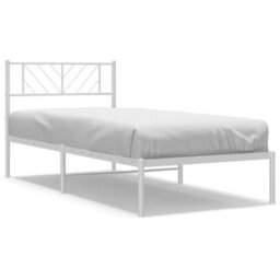Berkfield Metal Bed Frame With Headboard White 80X200 Cm - thumbnail 2