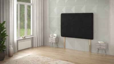 Somnior Beds Somnior  4Ft Doll Small Double 32 Inches Plush Black Headboard With Wooden Struts