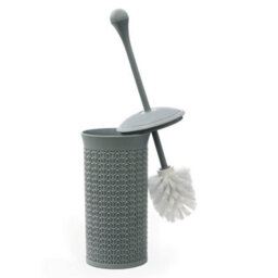 Jvl Knit Loop Plastic Toilet Brush And Holder, One Size, Grey - thumbnail 3