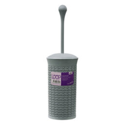 Jvl Knit Loop Plastic Toilet Brush And Holder, One Size, Grey - thumbnail 2