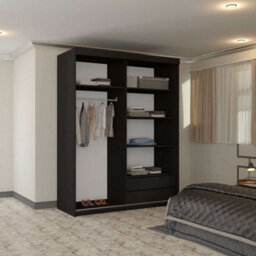 Sliding Wardrobes 4 u LTD Modern Full Sliding Mirror Wardrobe Elegant Design & Ample Storage - Black 150Cm - thumbnail 3