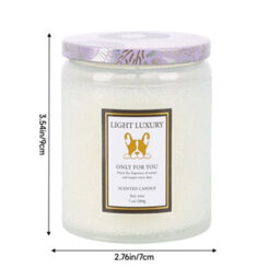 Living And Home Translucent White Embossing Glass Cup Soy Wax Zen Tea Valley Scented Candle With Lid, 16-Hour Burn - thumbnail 4