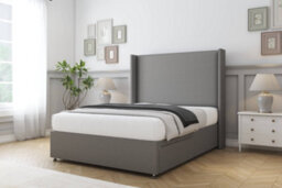 "Sloomy Devonshire Pewter Dumfries Divan Bed With Mattress 2 Drawers Foot-End With 54"" Wingback Headboard 4' Small Double" - thumbnail 2