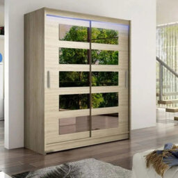 Westa V 150Cm Sliding Wardrobe With Mirrors Sonoma Rgb Led Lights - thumbnail 2