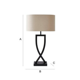 Valuelights Katniss Large Black Metal Bedside Table Lamp With An Oatmeal Oval Fabric Lampshade - thumbnail 7