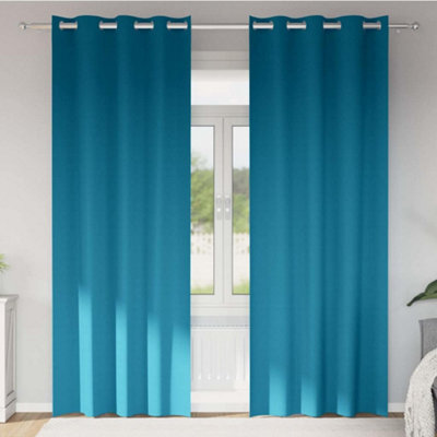 Berkfield Curtains With Curtains 2 Pcs Turquoise 260 X 140 Cm Polyester - image 1