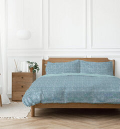 Copenhagen Home Arri Reversible Double Duvet Cover Set With Pillowcases - Ocean Blue - thumbnail 1