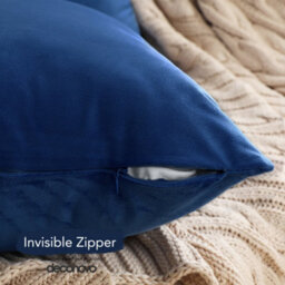 Deconovo Set Of 2 Velvet Cushion Covers 50 X 50 Cm Navy Blue - thumbnail 3