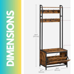 Pirlo Plush Industrial Coat Rack Stand With Shoe Storage Hallway Furniture - thumbnail 5