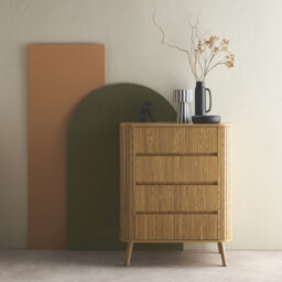 Sweeek - Grooved Decor Chest 4 Drawers Natural 80X45X100 Cm - Legacy - thumbnail 5