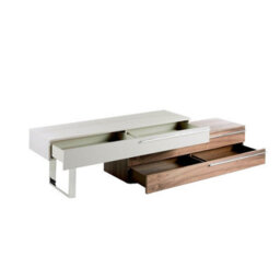 Angel Cerda Stylish Beige Wood And Chrome Steel Tv Unit For Modern Living Rooms - thumbnail 6