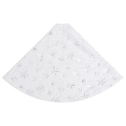 Berkfield Luxury Christmas Tree Skirt White 122 Cm Faux - thumbnail 4