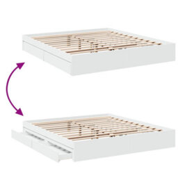 Berkfield Bed Frame With Drawers Without Mattress White 180X200 Cm Super King - thumbnail 7