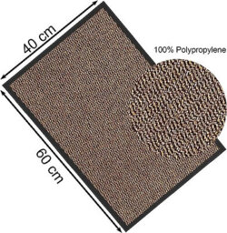Kav Door Mat Dirt Trapper - Durable Indoor And Outdoor Non-Slip Rug - Super Absorbent- Home, Office(Brown / Black, 40Cm X 60Cm) - thumbnail 3