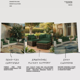 Kosi Atelier Replacement Rattan  Cushions Will Fit Keter Alibert California Garden Patio - 5 Seats And 5 Cushions - thumbnail 5
