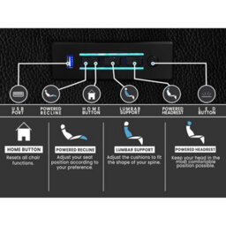 Valencia Oslo Home Cinema Seating Row Of 4 Loveseat Center Black Nappa Leather, Diamond Stitching Power Headrest - thumbnail 6