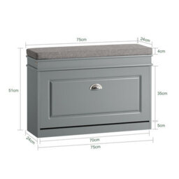 Sobuy Shoe Cabinet With Flip Drawer Load Capacity 150 Kg 29.5X9.4X20.1 Inch Fsr82-L-Hg - Gray - thumbnail 3