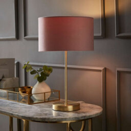 Valuelights Charles Gold Table Lamp With Blush Velvet Shade