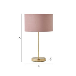 Valuelights Charles Gold Table Lamp With Blush Velvet Shade - thumbnail 8