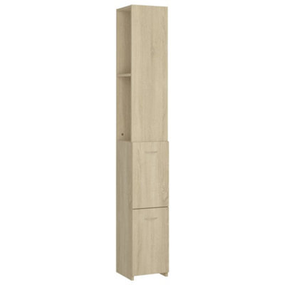 Berkfield Durable Bathroom Cabinet Sonoma Oak 25X26.5X170 Cm Engineered Wood