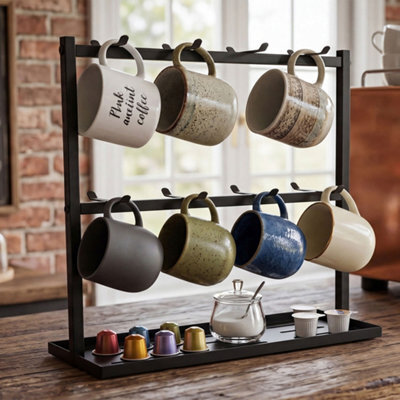 Levede Mug Holder Stand Countertop Coffee Cup Rack Storage Organiser 16 Hooks - image 1