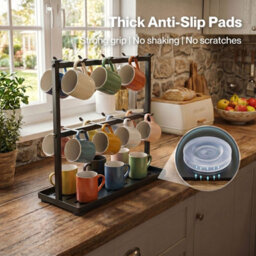 Levede Mug Holder Stand Countertop Coffee Cup Rack Storage Organiser 16 Hooks - thumbnail 7