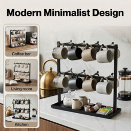 Levede Mug Holder Stand Countertop Coffee Cup Rack Storage Organiser 16 Hooks - thumbnail 8