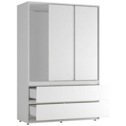 Urbn-Living Urbnliving 180Cm Height Grey Carcass 3 Sliding White Door With 4 White Drawer Wardrobe Clothes Storage Hanging Rail Bedroom - thumbnail 7