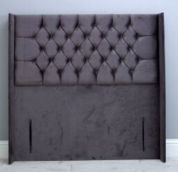 Comfy Deluxe 4Ft6 54Inch  Mustard Plush Floorstanding Chesterfield Wing Headboard
