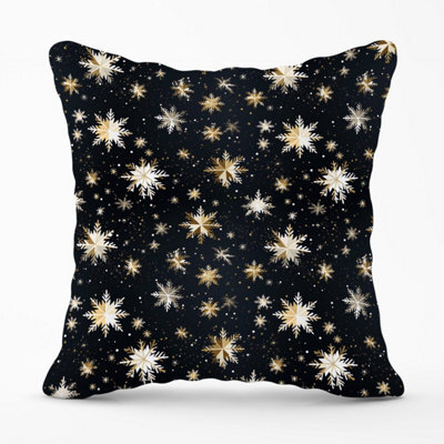 Warren Reed Designer Silver Gold Snowflake Pattern Outdoor Cushion 45Cm X 45Cm - image 1