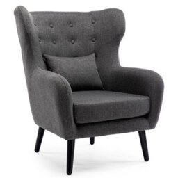 More4Homes Winslow Wing Back Occasional Bedroom Living Room Button Back Linen Fabric Accent Chair Armchair (Grey) - thumbnail 2