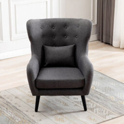 More4Homes Winslow Wing Back Occasional Bedroom Living Room Button Back Linen Fabric Accent Chair Armchair (Grey) - thumbnail 6