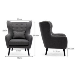 More4Homes Winslow Wing Back Occasional Bedroom Living Room Button Back Linen Fabric Accent Chair Armchair (Grey) - thumbnail 7