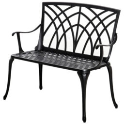 Wyld Haus Elsu 2-Seater Outdoor Garden Bench - Black Cast Aluminium Matt Antique Finish, L95 X D54 X H88Cm - thumbnail 2