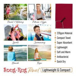Snug Rug Microfibre Beach Towel Super Absorbent Quick Drying Lightweight Large 80 X 160Cm - Jester Red - thumbnail 8