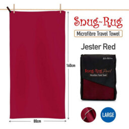 Snug Rug Microfibre Beach Towel Super Absorbent Quick Drying Lightweight Large 80 X 160Cm - Jester Red - thumbnail 2