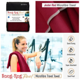 Snug Rug Microfibre Beach Towel Super Absorbent Quick Drying Lightweight Large 80 X 160Cm - Jester Red - thumbnail 3