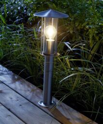 GoodHome Chignik Lantern Matt Stainless Steel Mains-Powered Outdoor Post Light (H)500mm - thumbnail 3