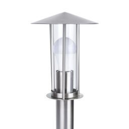 GoodHome Chignik Lantern Matt Stainless Steel Mains-Powered Outdoor Post Light (H)500mm - thumbnail 6