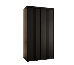 Arte Cannes Vi Sliding Door Wardrobe In Black - High-Quality Laminated Board - Pvc-Finished Edges - W130Cm X H205Cm X D60Cm