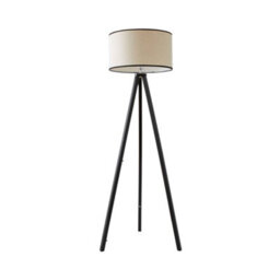 Valuelights Barbro Black Tripod Floor Lamp With Trim Drum Shade And Bulb - thumbnail 6
