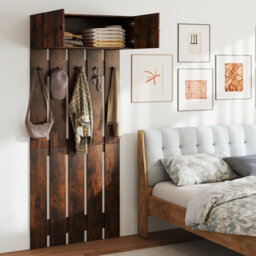 Gainoom Entryway Wall Brown Coat Rack Wall Mounted Coat Clothes Rack - thumbnail 9