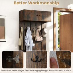 Gainoom Entryway Wall Brown Coat Rack Wall Mounted Coat Clothes Rack - thumbnail 5