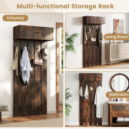 Gainoom Entryway Wall Brown Coat Rack Wall Mounted Coat Clothes Rack - thumbnail 7