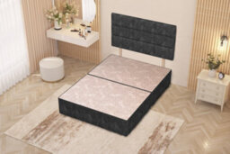 Somnior Beds Somnior Chambery Tweed Fabric 4Ft6 Double Divan Bed Base With Upholstered Headboard Charcoal - thumbnail 3